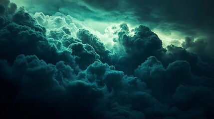 Dark indigo and forest green clouds, moody and luxurious with glossy highlights