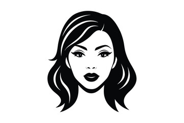 Beautiful woman Face silhouette Vector with long hair
