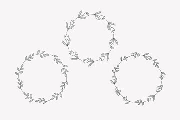 Vector frames with flower branches and plants. Hand drawn festive spring or summer borders for text. Design elements for congratulating of holidays, invitation, Mother's Day, birthday. For flyer, card