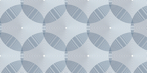 Seamless geometric spiral pattern and abstract circle wave lines overlapping pattern isolated. Design technology or modern concept. Ornament overlapping background. Colorful element line pattern.