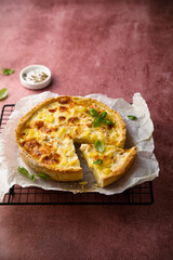 Homemade potato quiche with apple