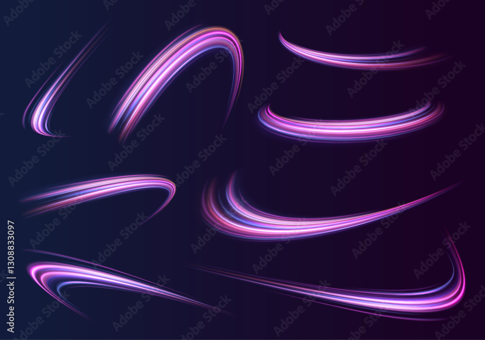 Poster magic moving fast speed police lines. laser beams luminous abstract sparkling isolated on a transpar
