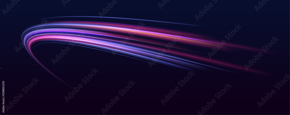 Poster 	
Speed connection vector background. Dynamic and vibrant abstract art with smooth lines in pink, purple, and blue on a dark background.	