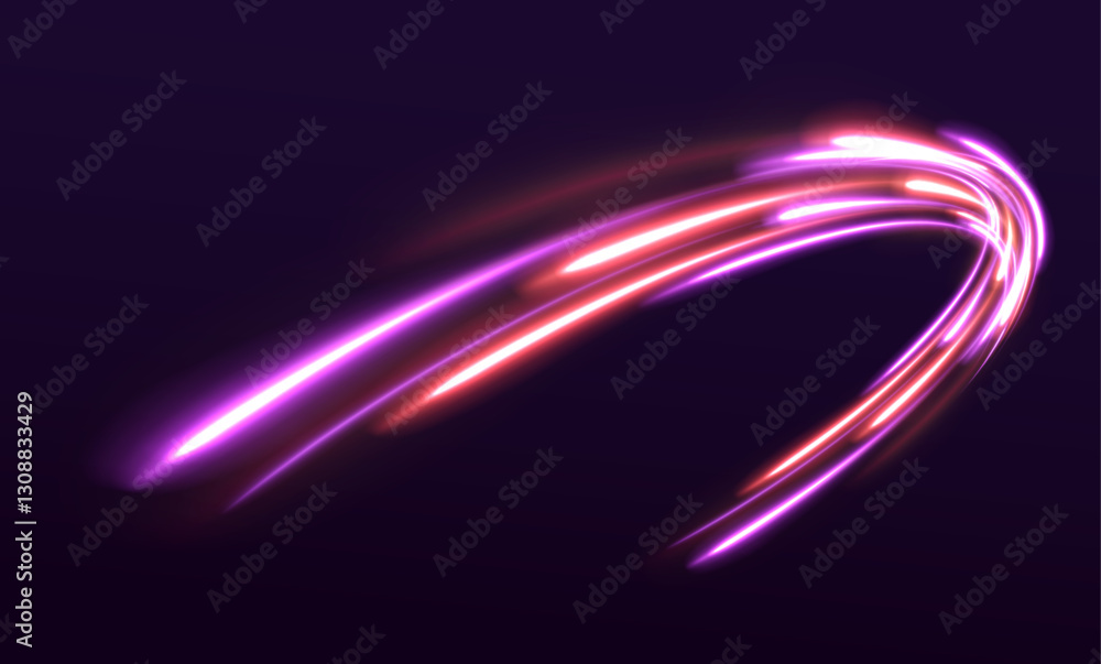 Aufkleber Abstract background in blue and purple neon glow colors. Vector blue glowing lines air flow effect. Speed connection background.	