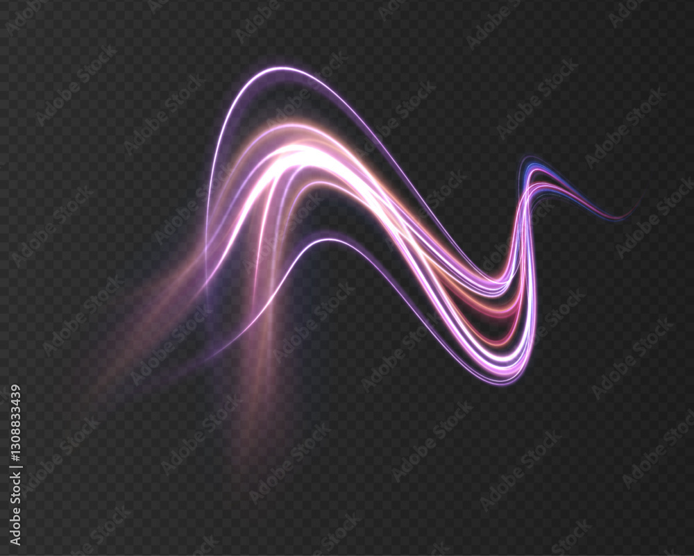Leinwandbilder Neon color glowing lines on a dark background, creating a high-speed light trail effect. Modern abstract high-speed light motion effect on a black background with light motion and slow shutter traffic