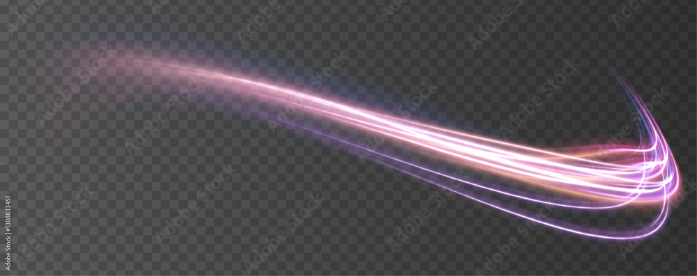 Fototapete neon color glowing lines background, high-speed light trails effect. modern abstract high-speed ligh