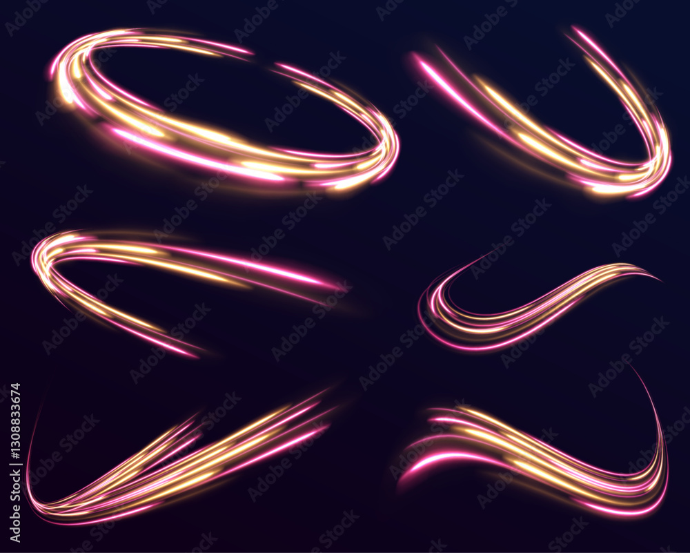 Aufkleber vector speed of light in space on dark background. abstract background in blue, yellow and orange ne