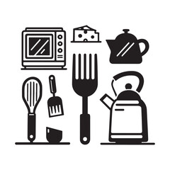 Collection of Outline Kitchen and Household Appliances