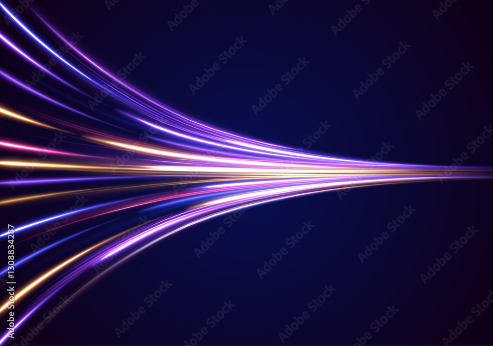 Aufkleber This graphic showcases the flow of high-speed data traffic, illuminated by neon light and dynamic light traces. The design reflects the concept of big data traffic streams.	