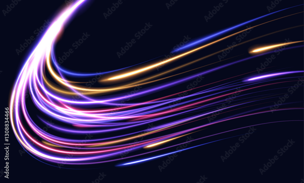 Poster Concept of leading in business, Hi tech products, warp speed wormhole science vector design. The energy flow tunnel. Shine round frame with light circles light effect.	