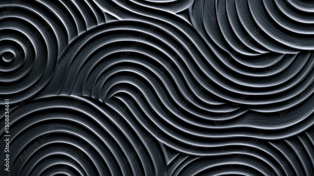 Poster unique abstract sculpted metal pattern with flowing lines and smooth curves