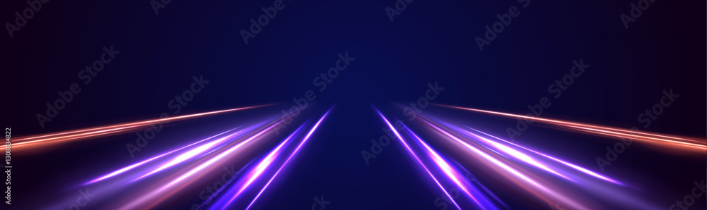Poster Magic moving fast speed police lines. Laser beams luminous abstract sparkling isolated on a transparent background. Abstract neon color glowing lines background.	