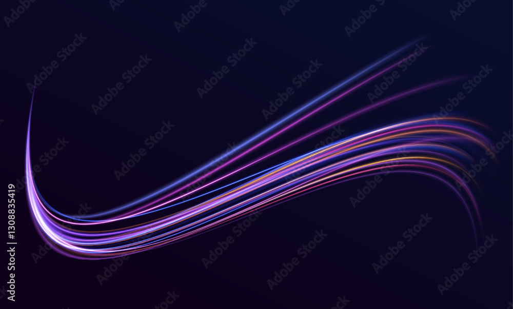 Poster low-poly construction of fine lines. vector art of dynamic light motion, light trail, high speed eff