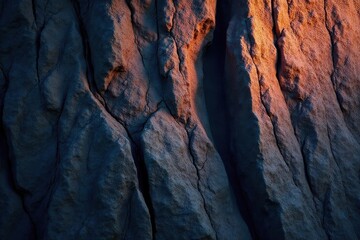 Vertical cliff face, coarse texture, deep shadows, scoured, outdoor, granular