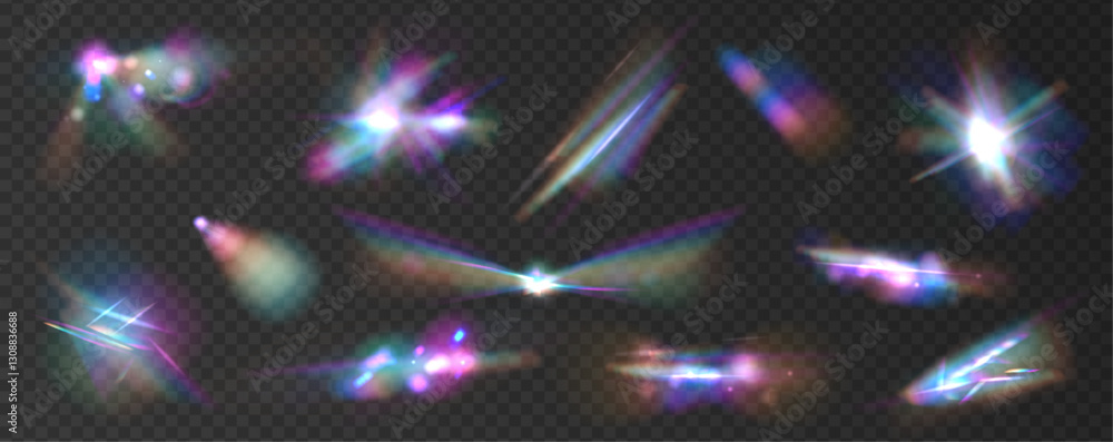 Leinwandbilder crystal rainbow light effects. overlay for backgrounds.triangular prism concept. light streak overla