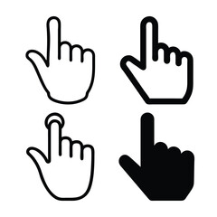 Four hand gestures for pointing, clicking, and touching.