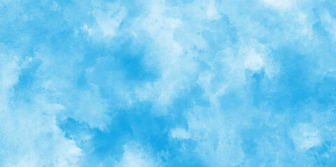 Bright and shinny cloudy sky blue watercolor background, Light blue background with watercolor, Abstract blue sky with clouds,blue watercolor paper texture background.