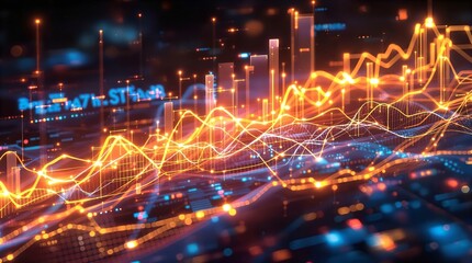 Financial Data Visualization: Stock Market Trends, Investment Analysis, and Digital Finance Technology Concept