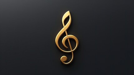 Obraz premium golden treble clef logo on a black background