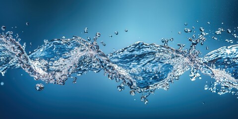 National DNA day with biology and molecular concept. Flowing water with bubbles forming DNA design against a blue background.