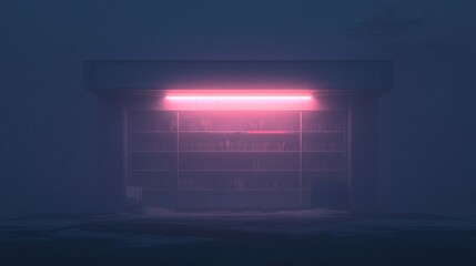 Misty night bookstore
