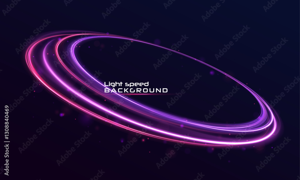 Poster neon ellipse in the form of speed. glowing spiral. abstract neon color glowing lines background. the
