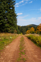 plateau and the road  in autumn 