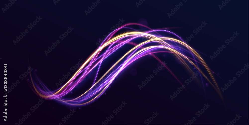 Fototapete futuristic light motion effects on a black background, showcasing fast-moving neon stripes and creat