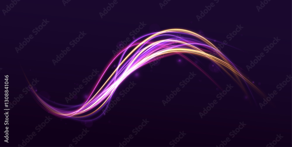 Fototapete The contrast of laser beams against a transparent background represents the essence of fast-moving technology and digital speed. Image with the effect of high-speed movement on the road. 