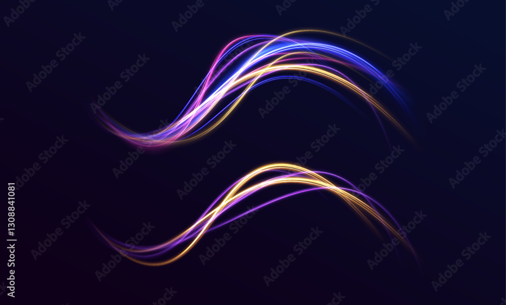 Poster speed connection vector background. dynamic and vibrant abstract art with smooth lines in pink, purp