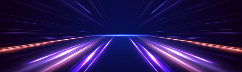 Dynamic motion and glowing light trails represent the future of data transmission technologies. These visuals showcase the growing potential of 5G networks and the power of high-speed wireless.