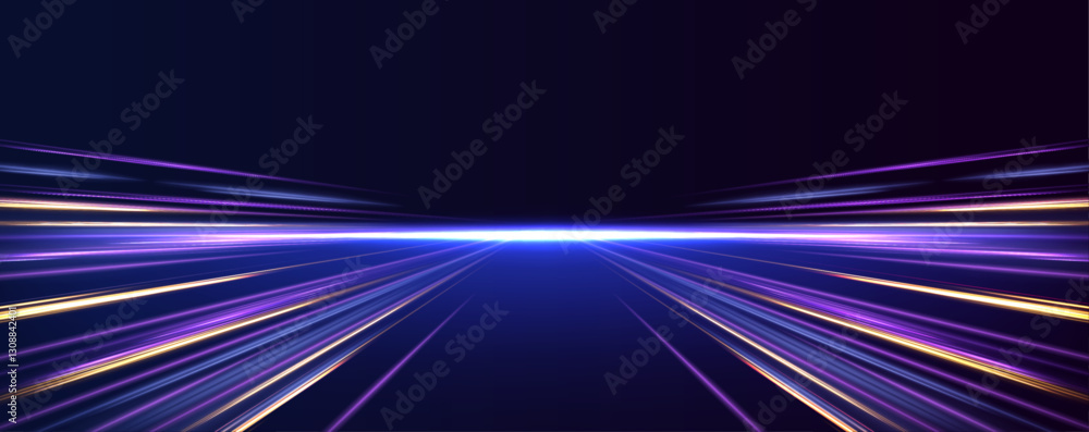 Leinwandbilder futuristic high-speed light motion and abstract blue streaks represent the advancement of 5g and bey