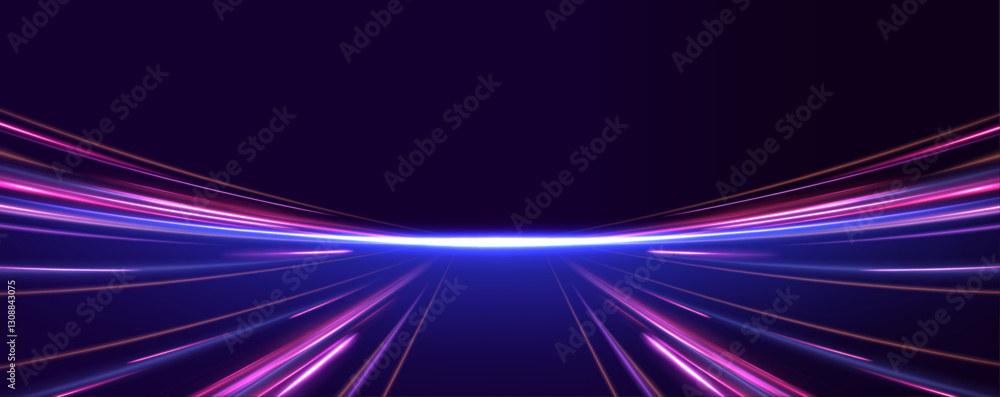 Poster Purple glowing waves and speed lines evoke a sense of innovation in modern communication systems. These elements represent the future of high-speed internet and the growth of 6G wireless technology.