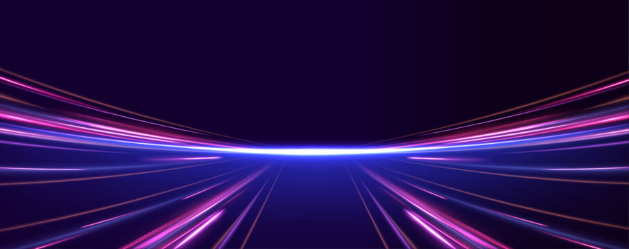 Purple glowing waves and speed lines evoke a sense of innovation in modern communication systems. These elements represent the future of high-speed internet and the growth of 6G wireless technology.