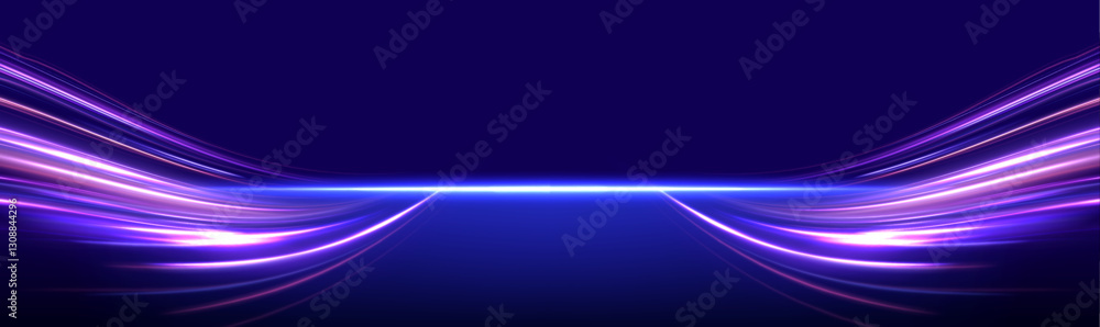 Poster neon stripes in the form of drill, turns and swirl. illustration of high speed concept. image of spe