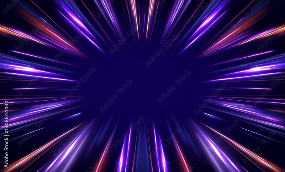 Poster panoramic high speed technology concept, light abstract background. image of speed motion on the roa