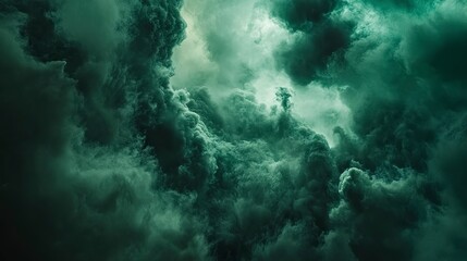 Fototapeta premium Deep emerald green and black clouds, rich and mysterious with glossy finish