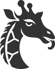 Giraffe tilting its head while sticking out its tongue vector silhouette
