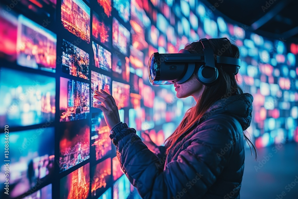 Poster virtual reality experience in a digital gallery in an urban setting