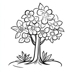 Simple Black and White Tree Drawing