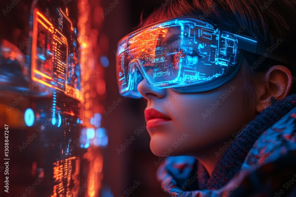 Leinwandbilder innovative technology displayed through augmented reality goggles in a high-tech environment