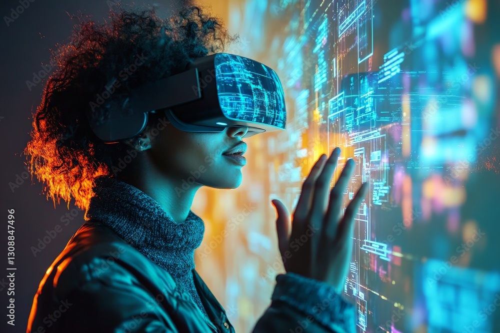 Leinwandbilder exploring virtual reality technology with immersive digital interfaces and creative visualization