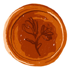 Floral wax seal png sticker, stationery doodle on transparent background