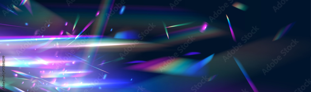 Poster ethereal lens rainbow light streak transparent effect. crystal rainbow light effects. overlay for ba