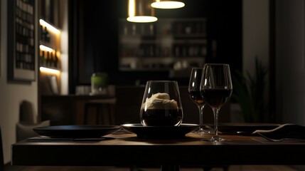 Fototapeta premium Decadent affogato dessert served in elegant dining setting