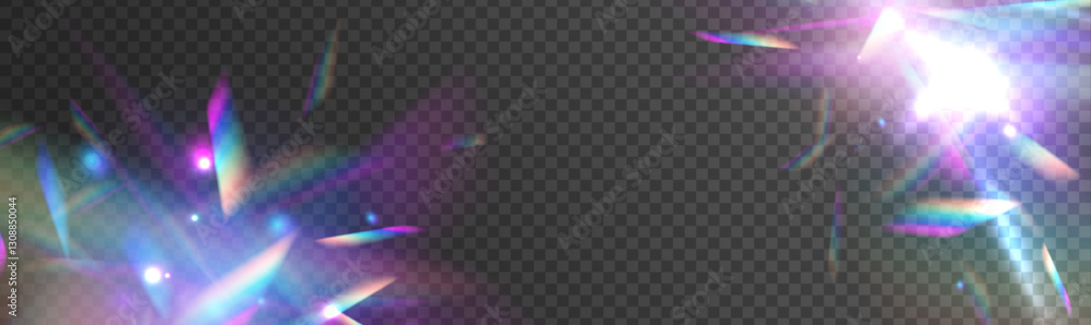 Leinwandbilder holographic falling confetti glitters isolated on transparent background. transparent light refracti