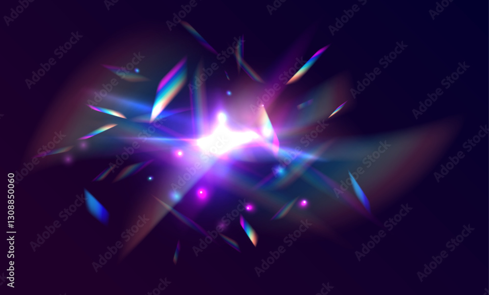 Leinwandbilder Defocused abstract retro film analog effect for using over photos as overlay or screen filter. Ethereal Overlay crystal light refraction pattern for adding effects to background layouts. 