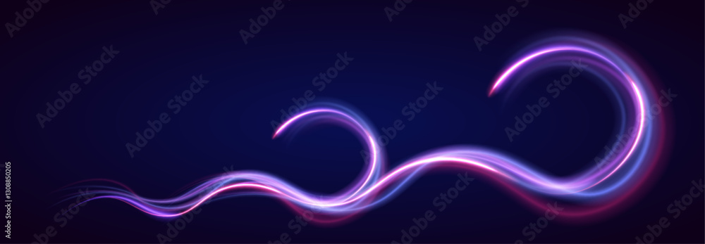 Poster fast zoom light flash stripes in a futuristic tech design. blue glowing rays and motion blur represe