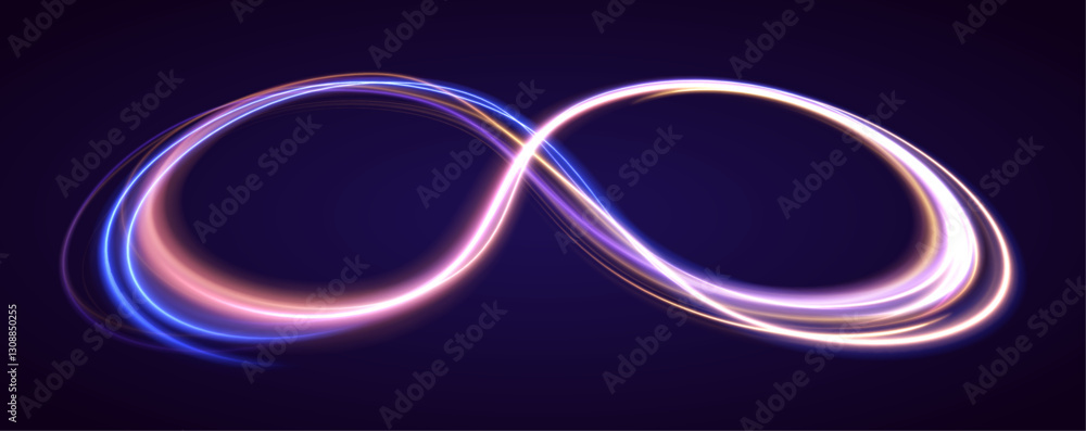 Leinwandbilder Abstract high-speed light motion with glowing blue rays and fiber optic effects. A dynamic representation of data transfer in a high-tech environment. Vector illustration for modern tech themes.
