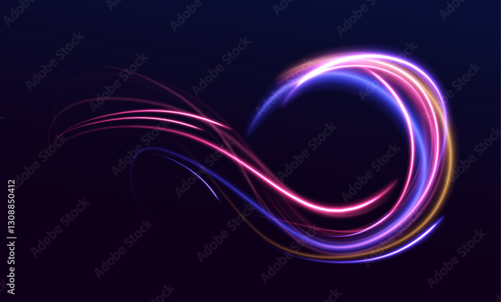 Aufkleber High-speed motion effect with bright blue glowing rays. Abstract long exposure blur creates dynamic light trails. Perfect for data flow and tech background designs. 